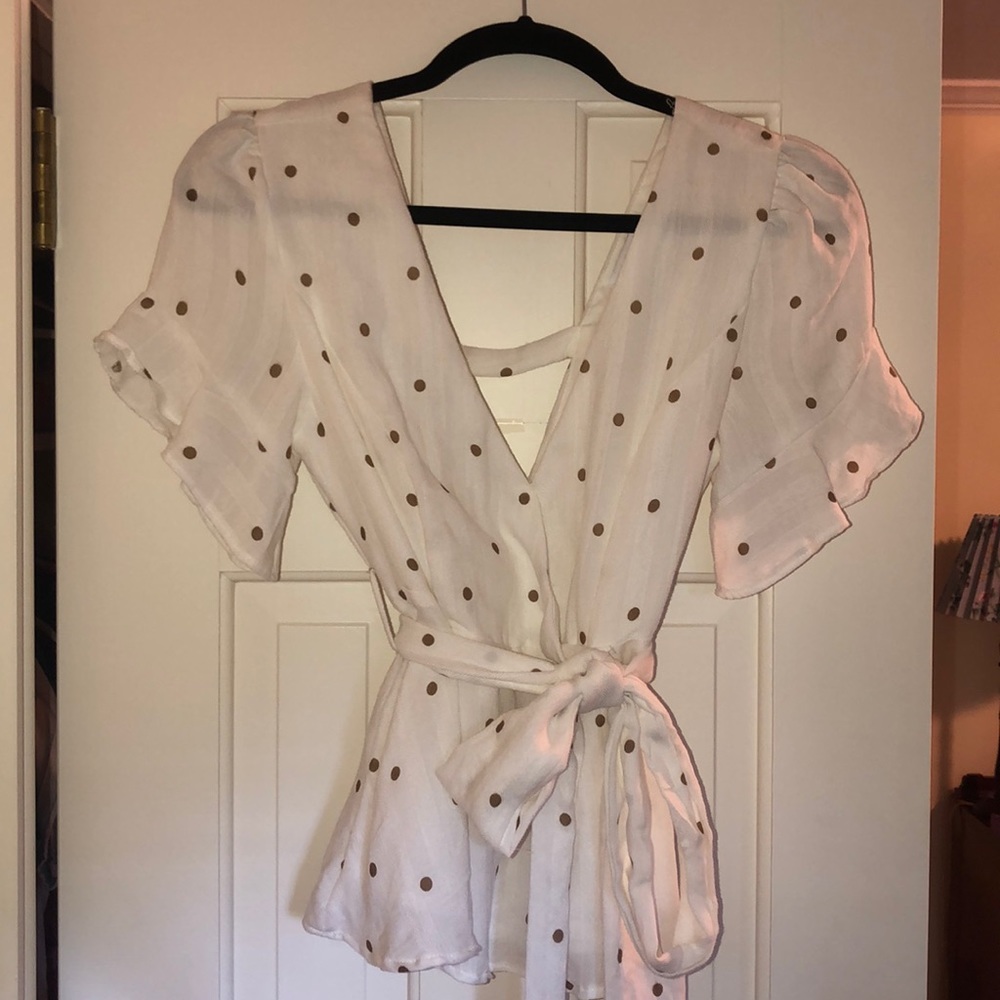 White Polka Dot Top